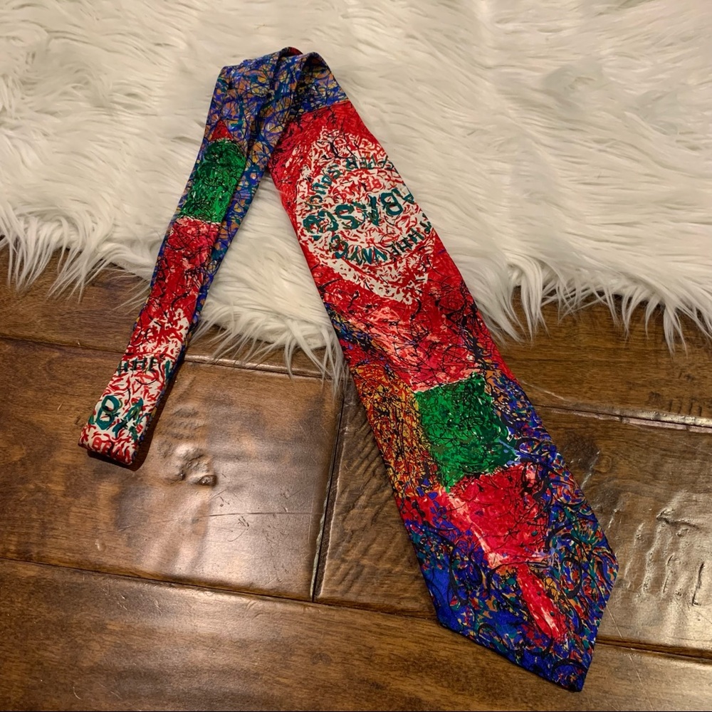 Tabasco Men's Tie abstract Splatter Paint Multi-color Silk
